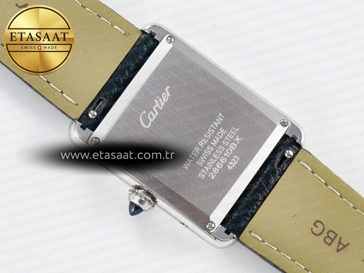 Cartier Tank Must Large SS 33.7mm DRF 1:1 Best Edition White Dial on Black Leather Strap Swiss Quartz - Görsel 17