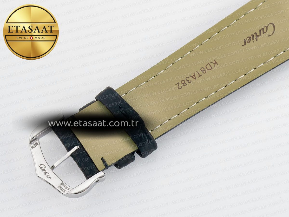 Cartier Tank Must Large SS 33.7mm DRF 1:1 Best Edition White Dial on Black Leather Strap Swiss Quartz - Görsel 18