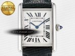 Cartier Tank Must Large SS 33.7mm DRF 1:1 Best Edition White Dial on Black Leather Strap Swiss Quartz - Görsel 4