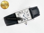 Cartier Tank Must Large SS 33.7mm DRF 1:1 Best Edition White Dial on Black Leather Strap Swiss Quartz - Görsel 8