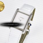 Cartier Tank Must Large SS 33.7mm DRF 1:1 Best Edition White Dial on White Leather Strap Swiss Quartz
