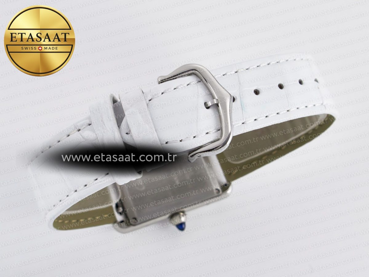 Cartier Tank Must Large SS 33.7mm DRF 1:1 Best Edition White Dial on White Leather Strap Swiss Quartz - Görsel 14