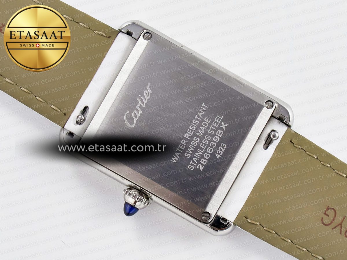 Cartier Tank Must Large SS 33.7mm DRF 1:1 Best Edition White Dial on White Leather Strap Swiss Quartz - Görsel 15