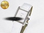 Cartier Tank Must Large SS 33.7mm DRF 1:1 Best Edition White Dial on White Leather Strap Swiss Quartz - Görsel 2