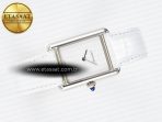 Cartier Tank Must Large SS 33.7mm DRF 1:1 Best Edition White Dial on White Leather Strap Swiss Quartz - Görsel 8
