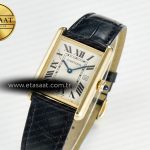 Cartier Tank Must Large YG 33.7mm DRF 1:1 Best Edition YG Dial on Black Leather Strap Swiss Quartz