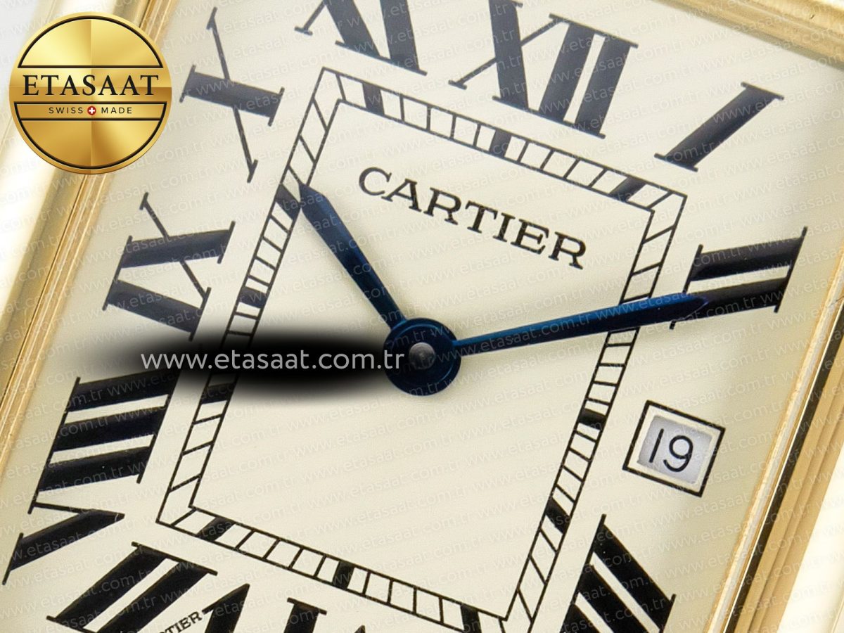 Cartier Tank Must Large YG 33.7mm DRF 1:1 Best Edition YG Dial on Black Leather Strap Swiss Quartz - Görsel 11