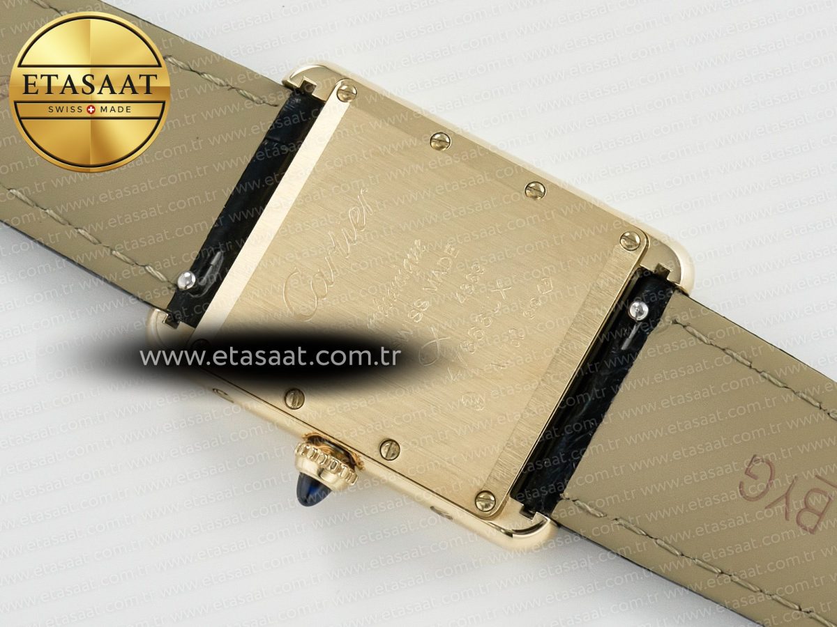Cartier Tank Must Large YG 33.7mm DRF 1:1 Best Edition YG Dial on Black Leather Strap Swiss Quartz - Görsel 16