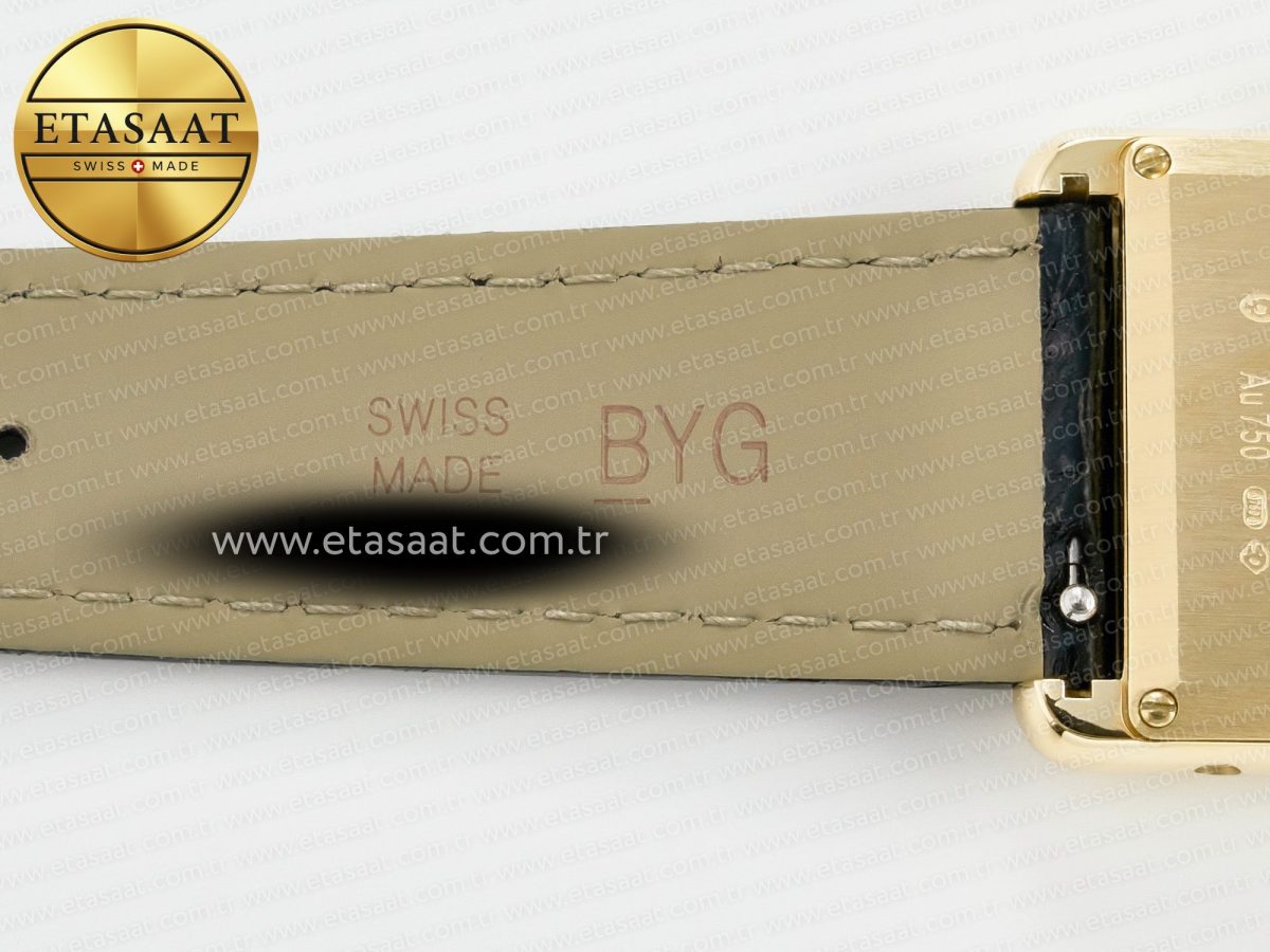 Cartier Tank Must Large YG 33.7mm DRF 1:1 Best Edition YG Dial on Black Leather Strap Swiss Quartz - Görsel 21