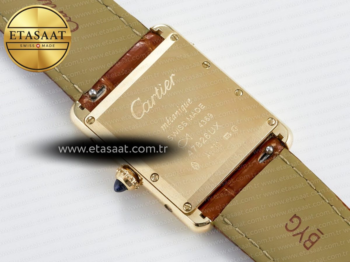 Cartier Tank Must Large YG 33.7mm DRF 1:1 Best Edition YG Dial on Black Leather Strap Swiss Quartz - Görsel 16