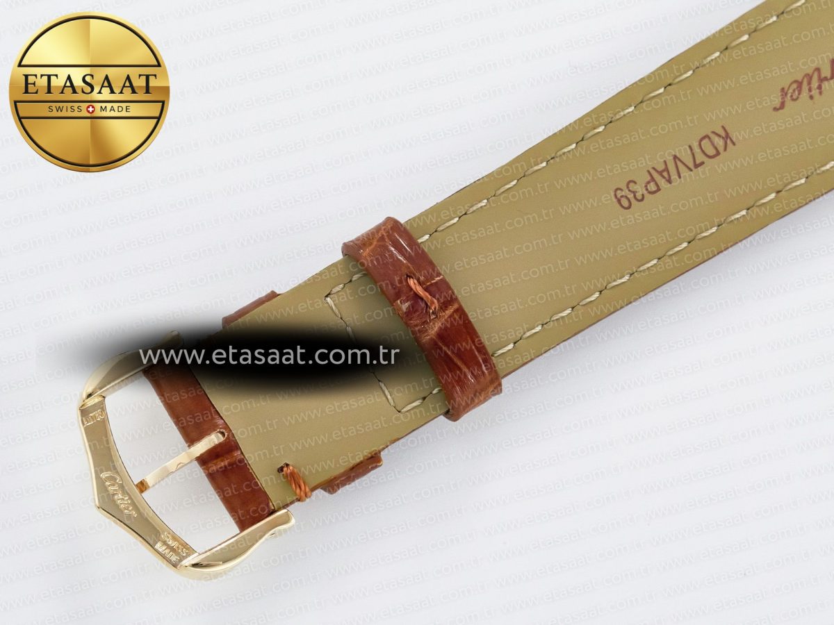 Cartier Tank Must Large YG 33.7mm DRF 1:1 Best Edition YG Dial on Black Leather Strap Swiss Quartz - Görsel 19