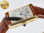Cartier Tank Must Large YG 33.7mm DRF 1:1 Best Edition YG Dial on Black Leather Strap Swiss Quartz - Görsel 6