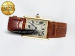 Cartier Tank Must Large YG 33.7mm DRF 1:1 Best Edition YG Dial on Black Leather Strap Swiss Quartz - Görsel 9