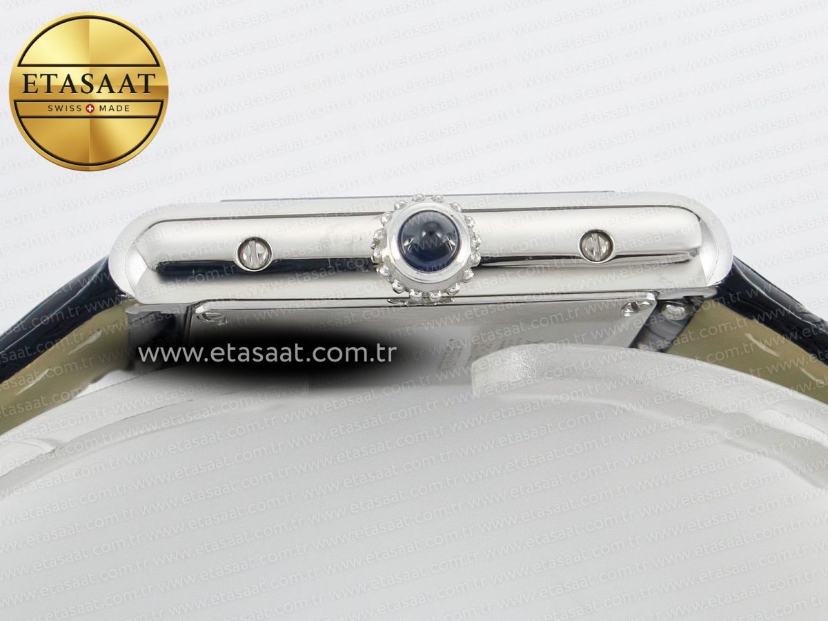 Cartier Tank Must Small SS 29mm DRF 1:1 Best Edition Black Dial on Black Leather Strap Swiss Quartz - Görsel 13