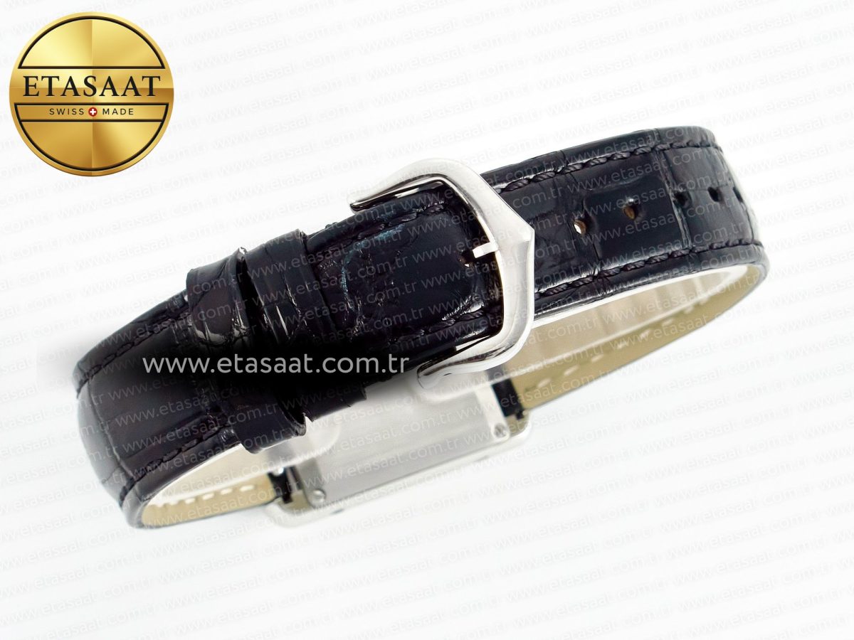 Cartier Tank Must Small SS 29mm DRF 1:1 Best Edition Black Dial on Black Leather Strap Swiss Quartz - Görsel 14