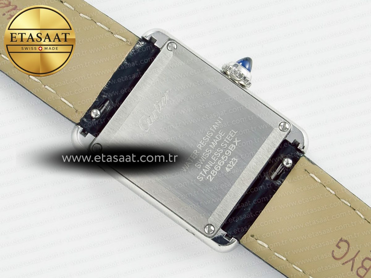 Cartier Tank Must Small SS 29mm DRF 1:1 Best Edition Black Dial on Black Leather Strap Swiss Quartz - Görsel 15