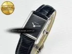 Cartier Tank Must Small SS 29mm DRF 1:1 Best Edition Black Dial on Black Leather Strap Swiss Quartz - Görsel 2