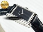 Cartier Tank Must Small SS 29mm DRF 1:1 Best Edition Black Dial on Black Leather Strap Swiss Quartz - Görsel 7