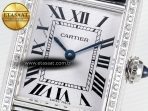 Cartier Tank Must Small SS 29mm DRF 1:1 Best Edition White Dial Diamonds Bezel on Black Calfskin Strap Swiss Quartz - Görsel 10