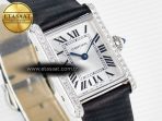 Cartier Tank Must Small SS 29mm DRF 1:1 Best Edition White Dial Diamonds Bezel on Black Calfskin Strap Swiss Quartz - Görsel 5
