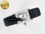 Cartier Tank Must Small SS 29mm DRF 1:1 Best Edition White Dial Diamonds Bezel on Black Calfskin Strap Swiss Quartz - Görsel 8