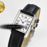 Cartier Tank Must Small SS 29mm DRF 1:1 Best Edition White Dial on Black Leather Strap Swiss Quartz