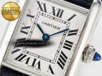 Cartier Tank Must Small SS 29mm DRF 1:1 Best Edition White Dial on Black Leather Strap Swiss Quartz - Görsel 10