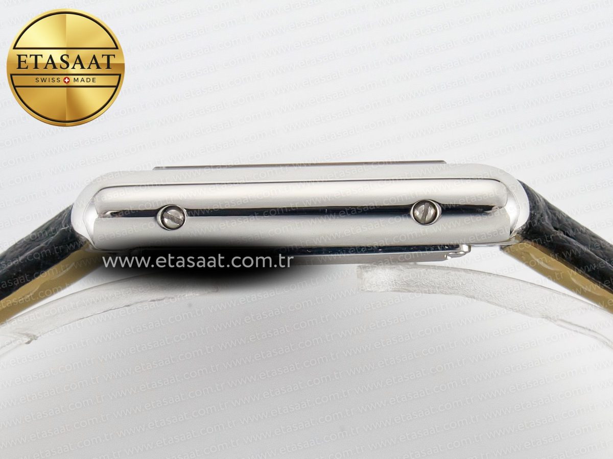 Cartier Tank Must Small SS 29mm DRF 1:1 Best Edition White Dial on Black Leather Strap Swiss Quartz - Görsel 12