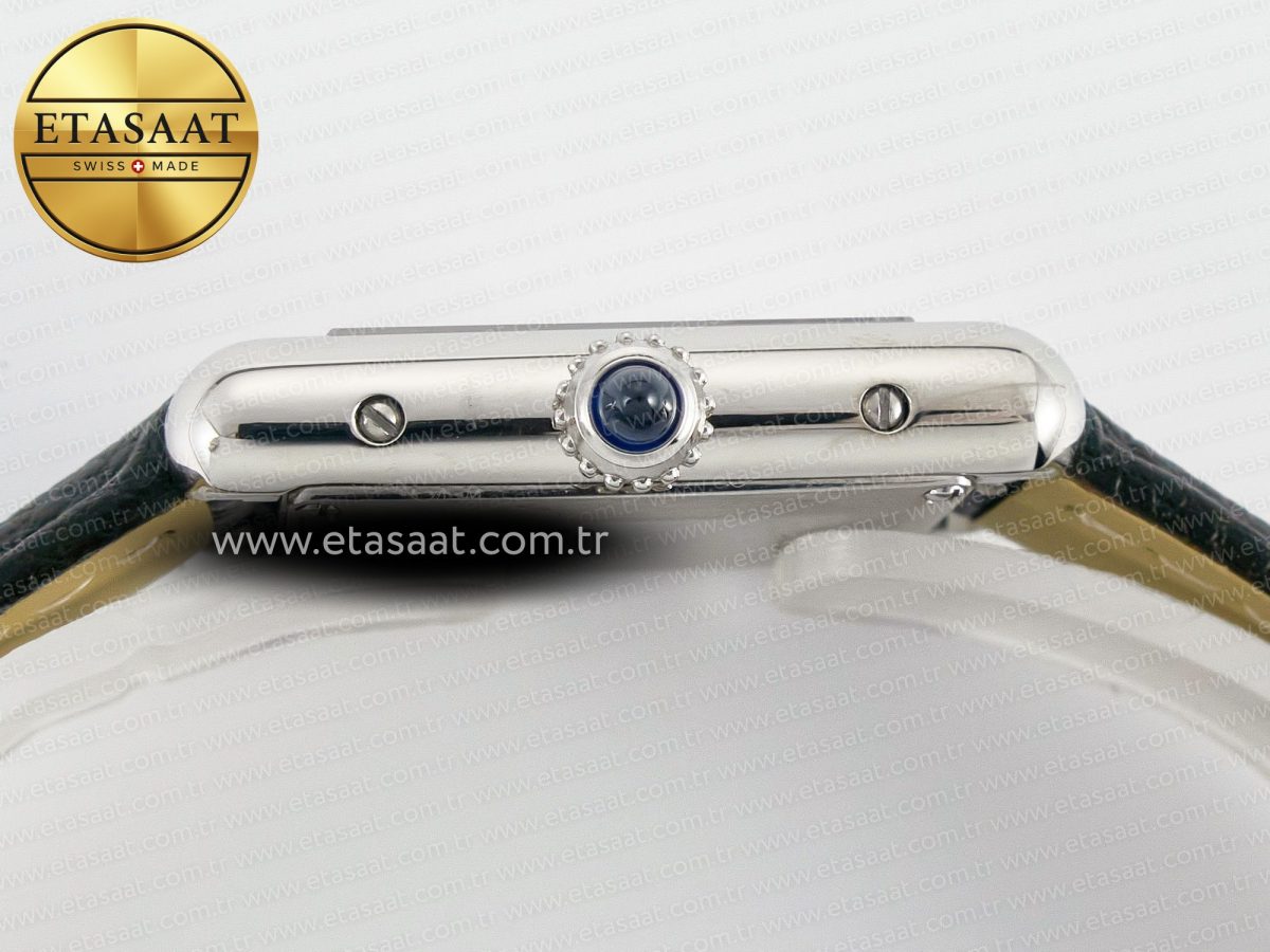 Cartier Tank Must Small SS 29mm DRF 1:1 Best Edition White Dial on Black Leather Strap Swiss Quartz - Görsel 13