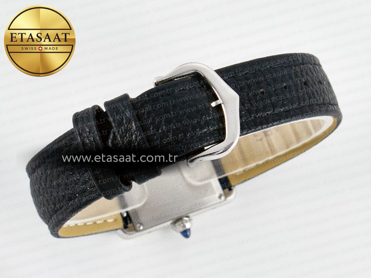 Cartier Tank Must Small SS 29mm DRF 1:1 Best Edition White Dial on Black Leather Strap Swiss Quartz - Görsel 14