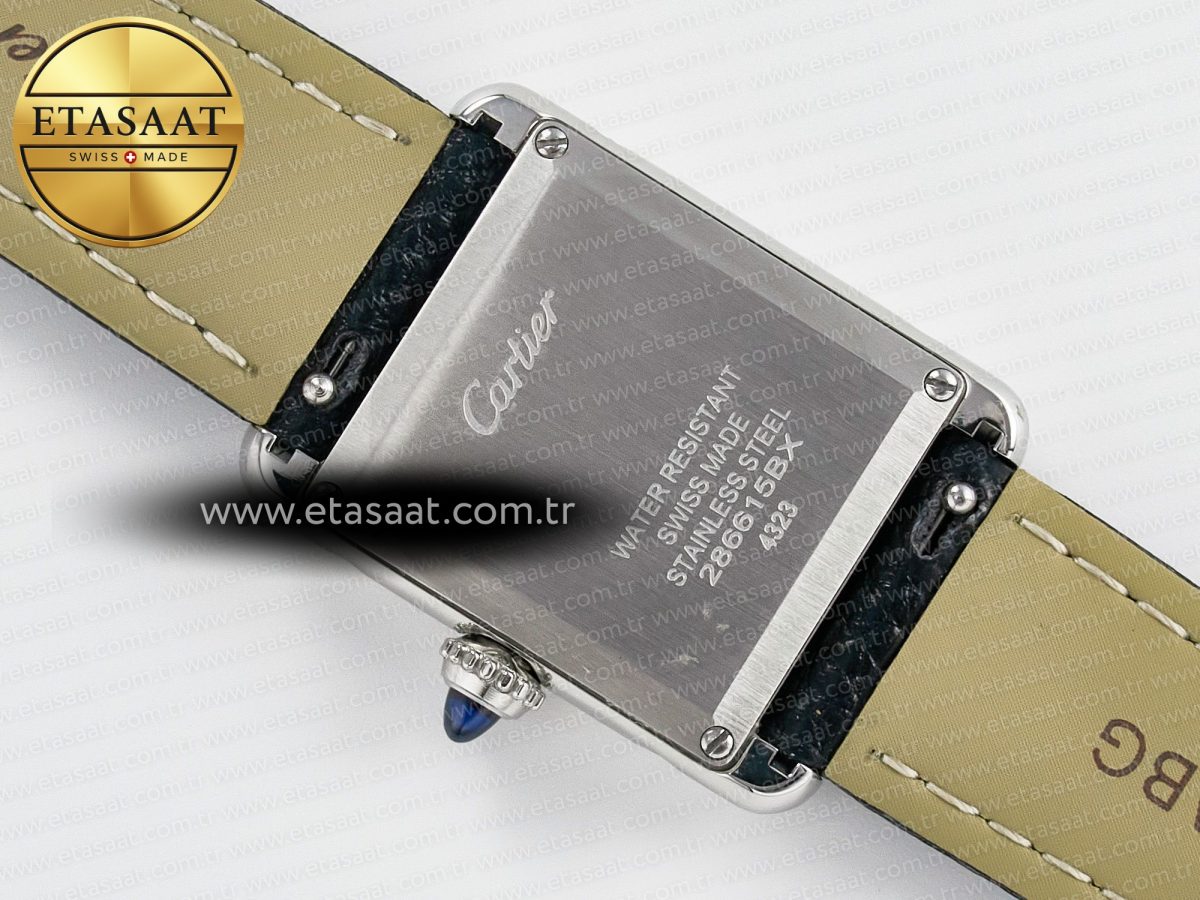 Cartier Tank Must Small SS 29mm DRF 1:1 Best Edition White Dial on Black Leather Strap Swiss Quartz - Görsel 15
