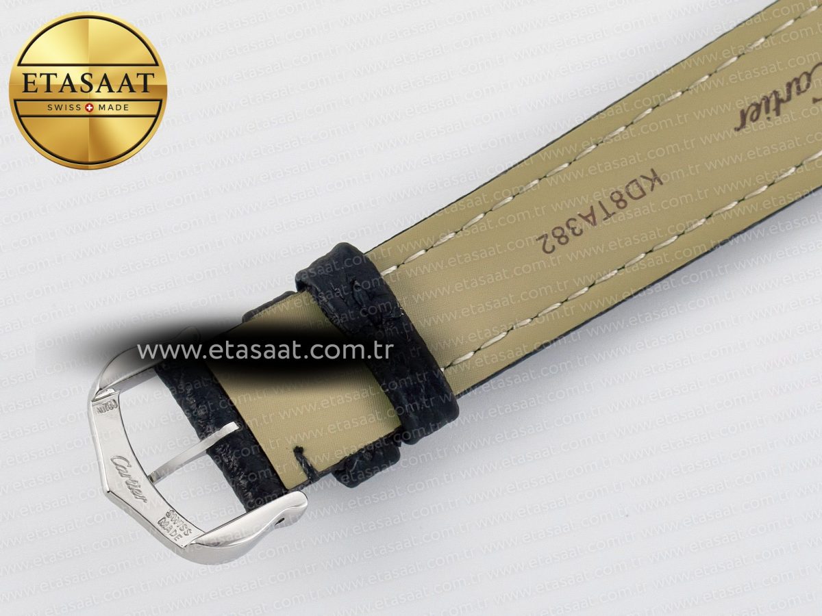 Cartier Tank Must Small SS 29mm DRF 1:1 Best Edition White Dial on Black Leather Strap Swiss Quartz - Görsel 18