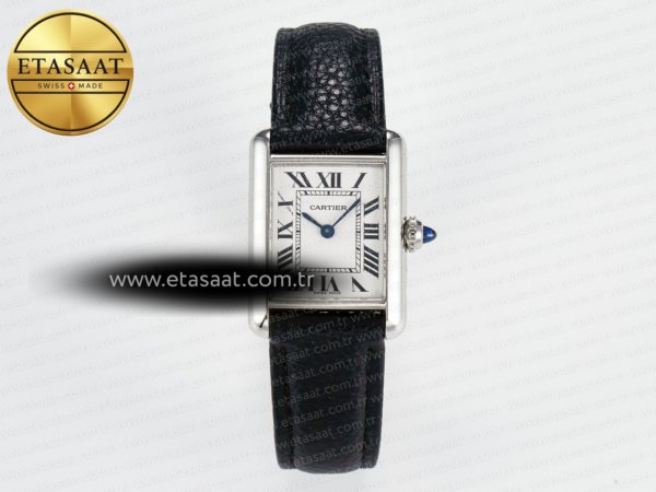 Cartier Tank Must Küçük 29mm Drf Beyaz Kadran Siyah Quartz Eta Saat - 1:1 Süper Klon Replika Saat