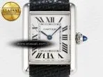 Cartier Tank Must Small SS 29mm DRF 1:1 Best Edition White Dial on Black Leather Strap Swiss Quartz - Görsel 4