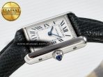 Cartier Tank Must Small SS 29mm DRF 1:1 Best Edition White Dial on Black Leather Strap Swiss Quartz - Görsel 6