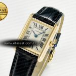 Cartier Tank Must Small YG 29mm DRF 1:1 Best Edition YG Dial on Black Leather Strap Swiss Quartz