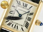 Cartier Tank Must Small YG 29mm DRF 1:1 Best Edition YG Dial on Black Leather Strap Swiss Quartz - Görsel 10