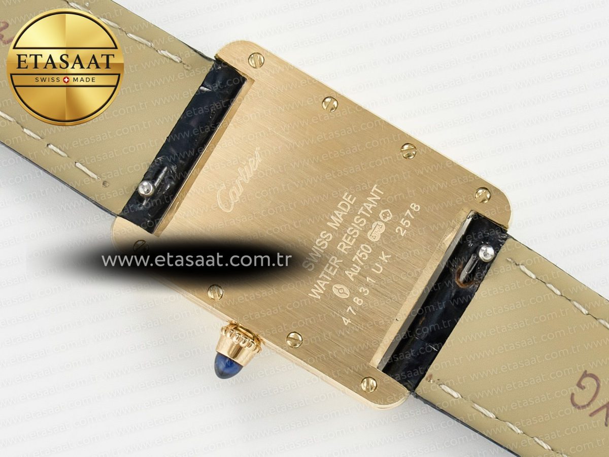 Cartier Tank Must Small YG 29mm DRF 1:1 Best Edition YG Dial on Black Leather Strap Swiss Quartz - Görsel 15