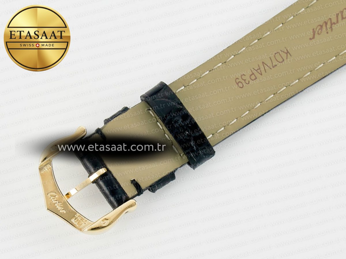 Cartier Tank Must Small YG 29mm DRF 1:1 Best Edition YG Dial on Black Leather Strap Swiss Quartz - Görsel 18