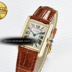 Cartier Tank Must Small YG 29mm DRF 1:1 Best Edition YG Dial on Brown Leather Strap Swiss Quartz
