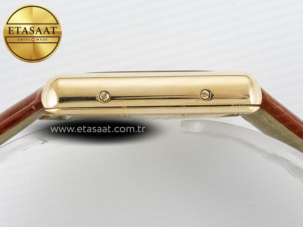 Cartier Tank Must Small YG 29mm DRF 1:1 Best Edition YG Dial on Brown Leather Strap Swiss Quartz - Görsel 12