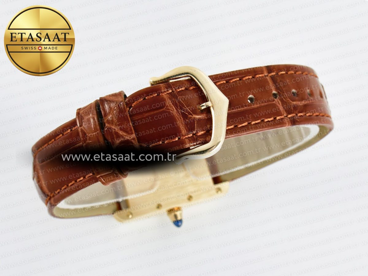 Cartier Tank Must Small YG 29mm DRF 1:1 Best Edition YG Dial on Brown Leather Strap Swiss Quartz - Görsel 14