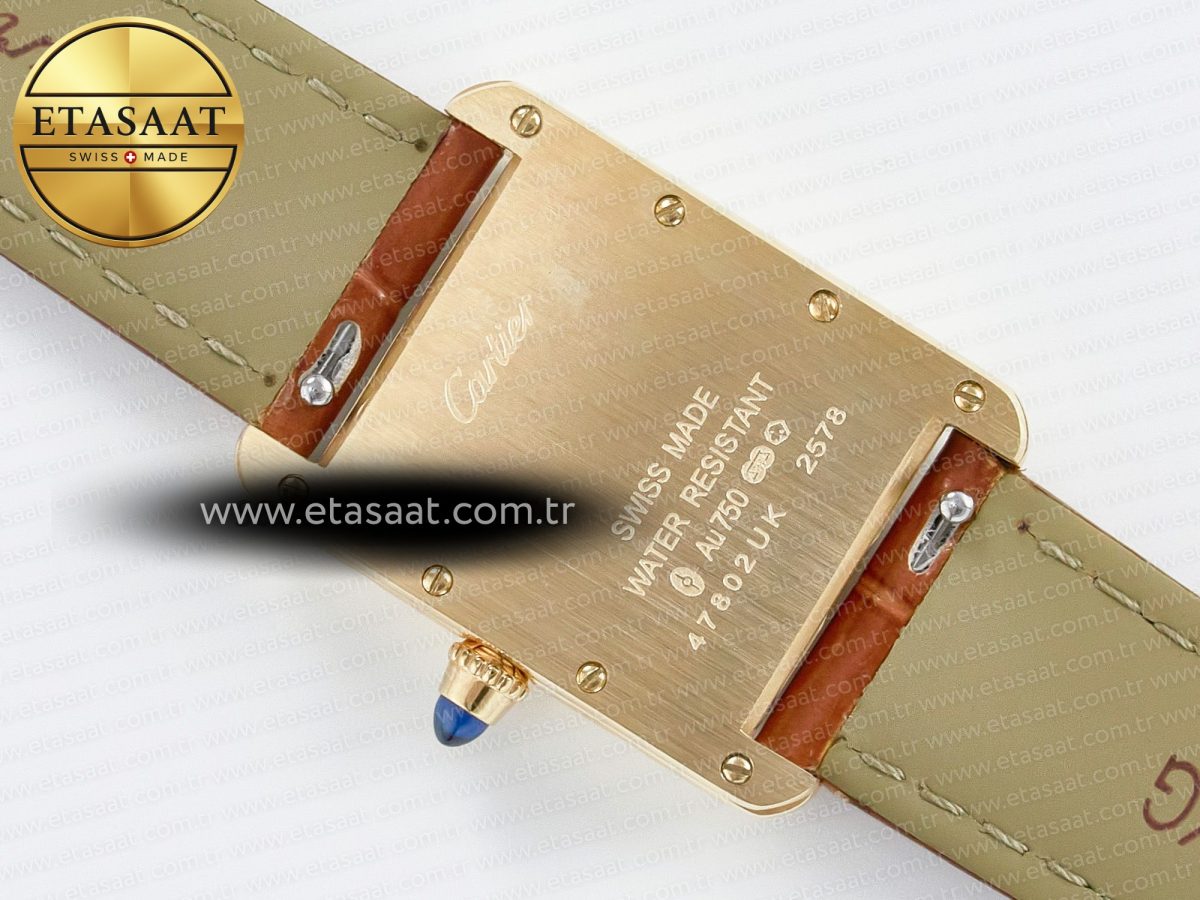 Cartier Tank Must Small YG 29mm DRF 1:1 Best Edition YG Dial on Brown Leather Strap Swiss Quartz - Görsel 15