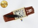 Cartier Tank Must Small YG 29mm DRF 1:1 Best Edition YG Dial on Brown Leather Strap Swiss Quartz - Görsel 8