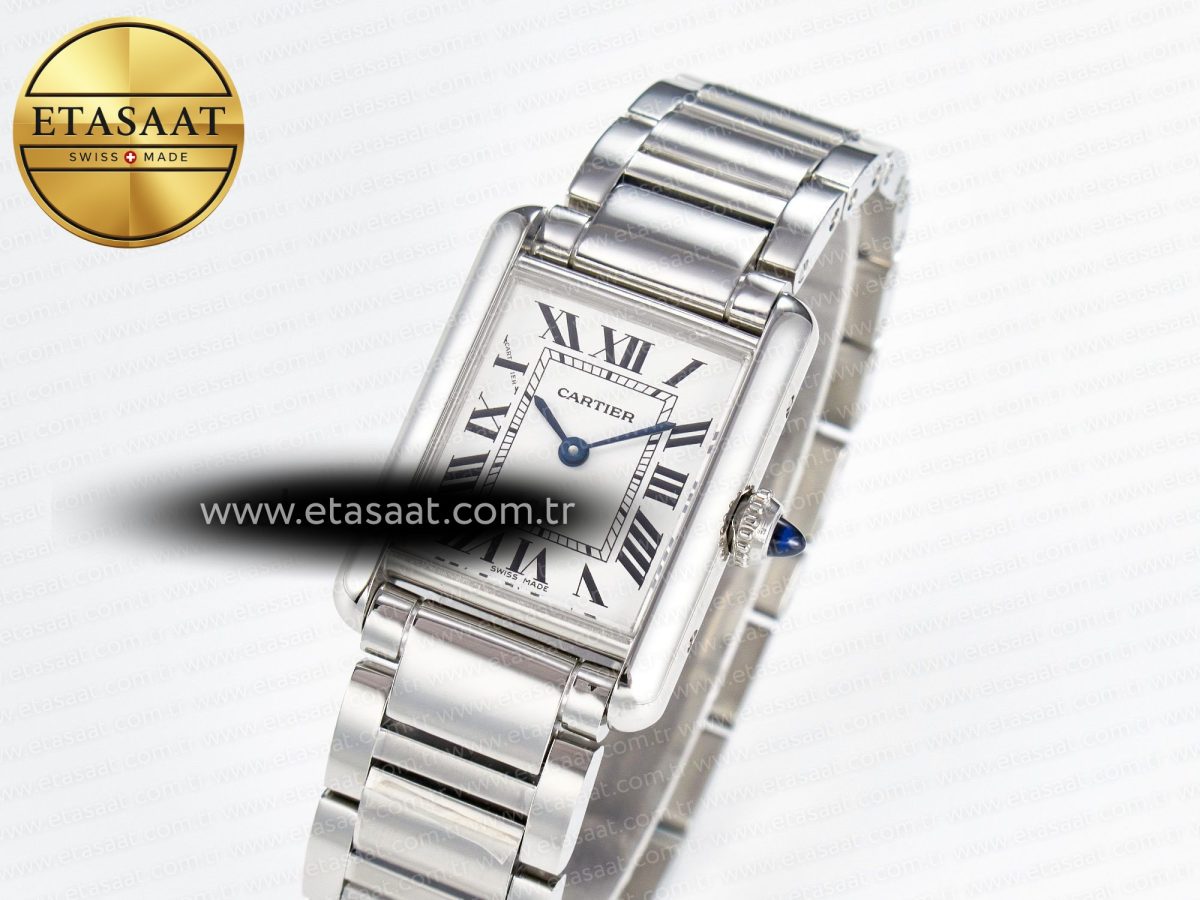 Cartier Tank Must SS 33.7mm DRF 1:1 Best Edition White Dial on SS Bracelet Jap Quartz - Görsel 1