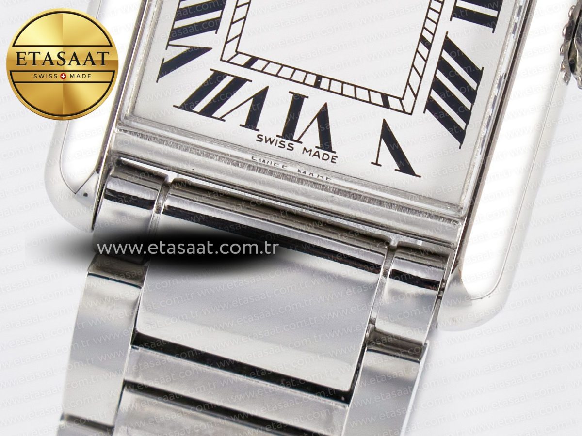 Cartier Tank Must SS 33.7mm DRF 1:1 Best Edition White Dial on SS Bracelet Jap Quartz - Görsel 11