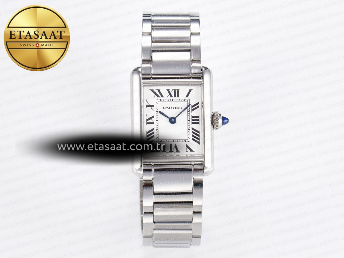 Cartier Tank Must SS 33.7mm DRF 1:1 Best Edition White Dial on SS Bracelet Jap Quartz - Görsel 3