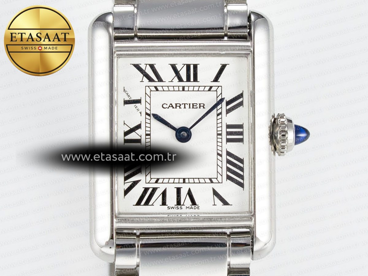 Cartier Tank Must SS 33.7mm DRF 1:1 Best Edition White Dial on SS Bracelet Jap Quartz - Görsel 4