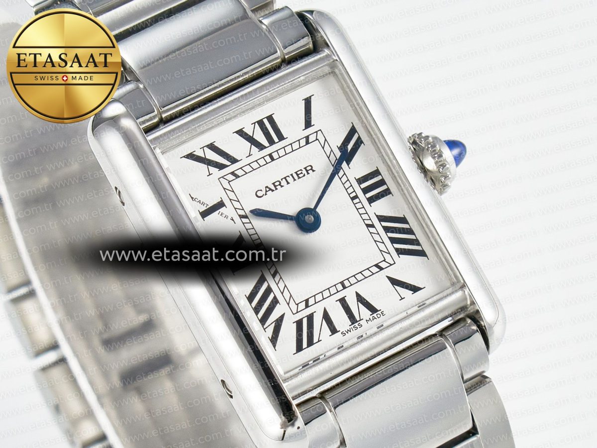 Cartier Tank Must SS 33.7mm DRF 1:1 Best Edition White Dial on SS Bracelet Jap Quartz - Görsel 5