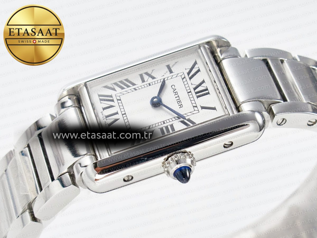 Cartier Tank Must SS 33.7mm DRF 1:1 Best Edition White Dial on SS Bracelet Jap Quartz - Görsel 6
